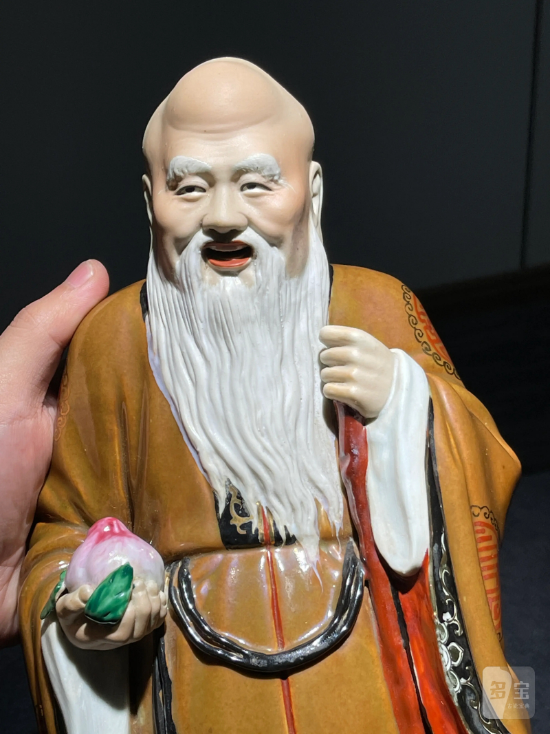 50年代 粉彩寿星瓷塑 - 图3